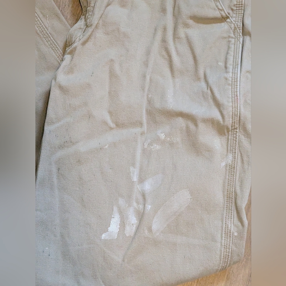 Men's Carhartt Work Pants 38 x 34 Paint Tan, Semi Distressed - Picture 4 of 7